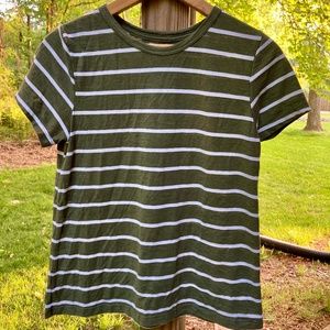 Time and Tru T-Shirt. Size S (4-6). Green Striped